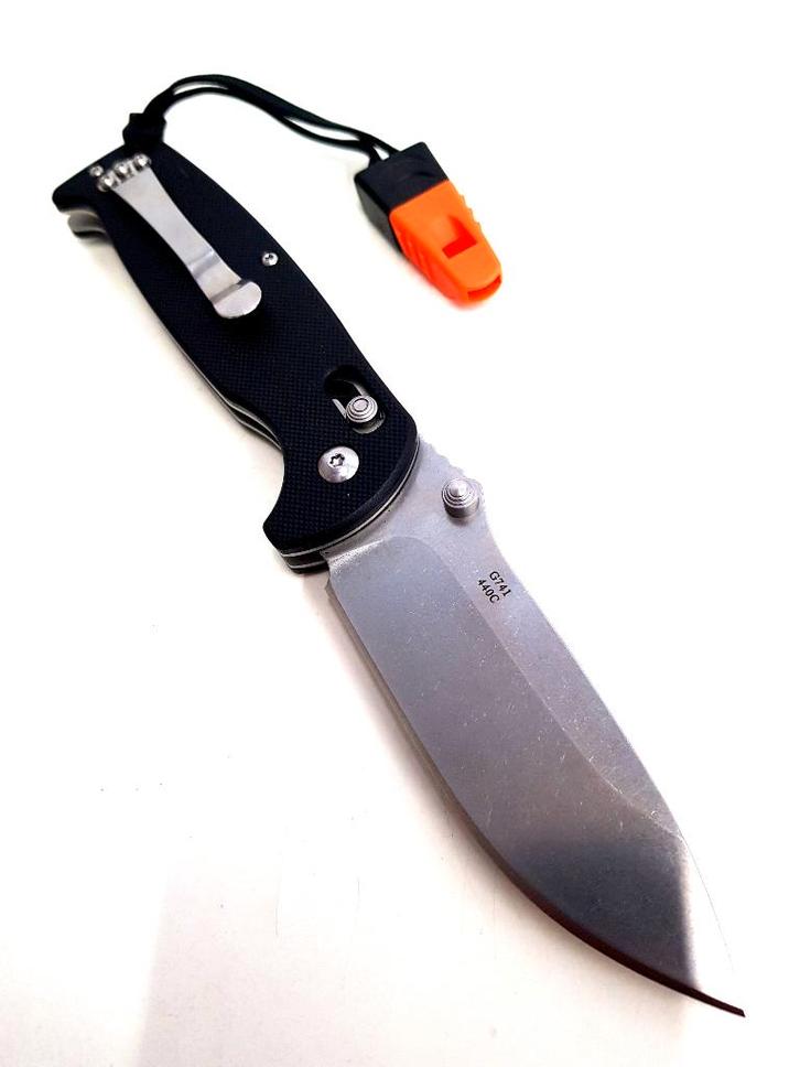 Ganzo G7412 Whistle zwart Outdoor Sport Zakmes, Caravans en Kamperen, Kampeergereedschap, Nieuw, Verzenden