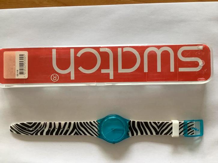 Swatch Gent Blue Zeb-horloge GL115, Sieraden, Tassen en Uiterlijk, Horloges | Dames, Zo goed als nieuw, Polshorloge, Swatch, Kunststof