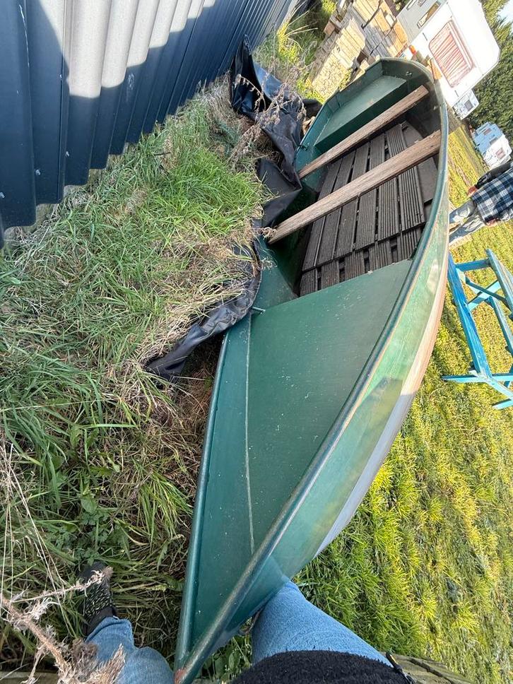 Stalen roeiboot met peddels, Watersport en Boten, Roeiboten, Gebruikt, Staal, Met roeispanen of peddels, Ophalen