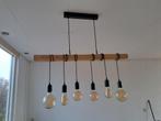 Houten hanglamp met 6 lampen, Huis en Inrichting, Lampen | Hanglampen, Ophalen of Verzenden, Zo goed als nieuw, 75 cm of meer