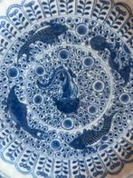 Kangxi Chinees bord in blauw-wit karperdecor-reparatie-25 cm, Ophalen of Verzenden
