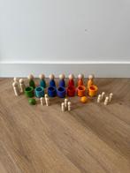 ZGAN houten montessori regenboog poppetjes bakjes ballen, Kinderen en Baby's, Ophalen of Verzenden, Zo goed als nieuw, Overige typen