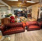 originele chesterfield bankstel 3+2 zits buttonseat rood, Ophalen of Verzenden