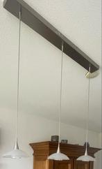 Moderne hanglamp met 3 glazen kelken, Huis en Inrichting, Lampen | Hanglampen, Ophalen, Zo goed als nieuw, Modern, Metaal