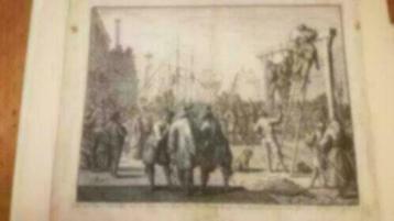 Originele gravure vlissingen met de executie van Don Pedro beschikbaar voor biedingen