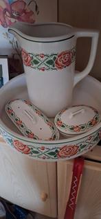 Vintage lampet set met rozenmotief, Antiek en Kunst, Antiek | Keramiek en Aardewerk, Ophalen of Verzenden