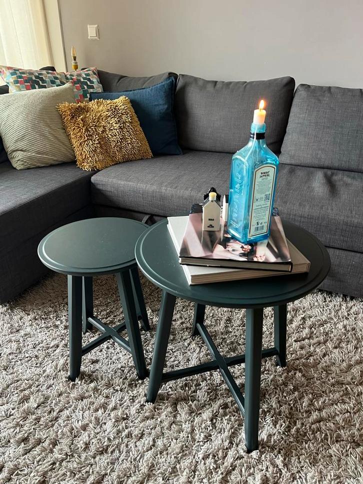 Groene Salon Tafeltjes Set KRAGSTA, Huis en Inrichting, Tafels | Bijzettafels, Gebruikt, Rond, Minder dan 45 cm, Minder dan 55 cm