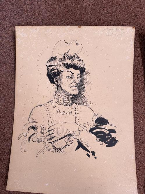 Originele Engelse karikaturen ca. 1900 – gesigneerd “Osmonde, Antiek en Kunst, Kunst | Schilderijen | Klassiek, Ophalen