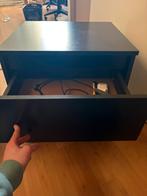 2 Zwarte Nachtkastjes, Minder dan 55 cm, Gebruikt, Rechthoekig, Hout