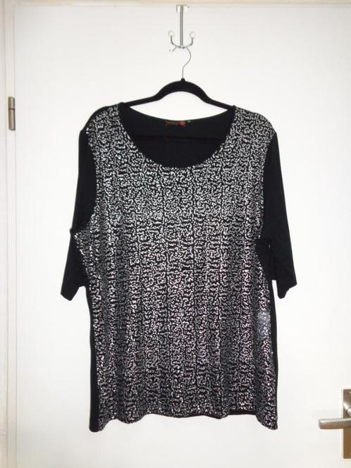 Zwarte top Sheila de Vries voor Witteveen zwart zilver XXL, Kleding | Dames, Tops, Zo goed als nieuw, Maat 46/48 (XL) of groter