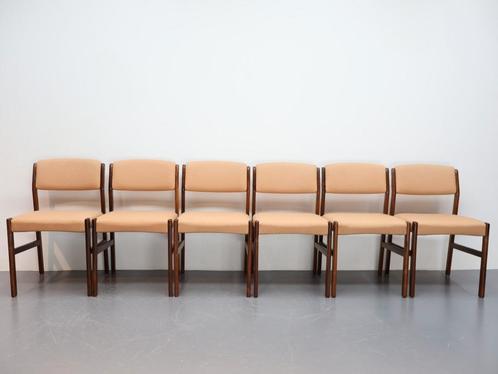 Set van Set van 6 vintage eetkamerstoelen palissander, Huis en Inrichting, Stoelen, Gebruikt, Vijf, Zes of meer stoelen, Hout
