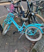 Meisjesfiets 18 inch met transportrek blauw kinder fiets, Ophalen of Verzenden, Gebruikt, 18 inch, Handrem