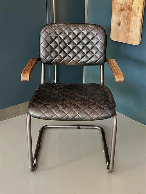 Eleonora Toby eetkamerstoel zwartbruin leer, Huis en Inrichting, Stoelen, Gebruikt, Eén, Leer, Zwart, Ophalen