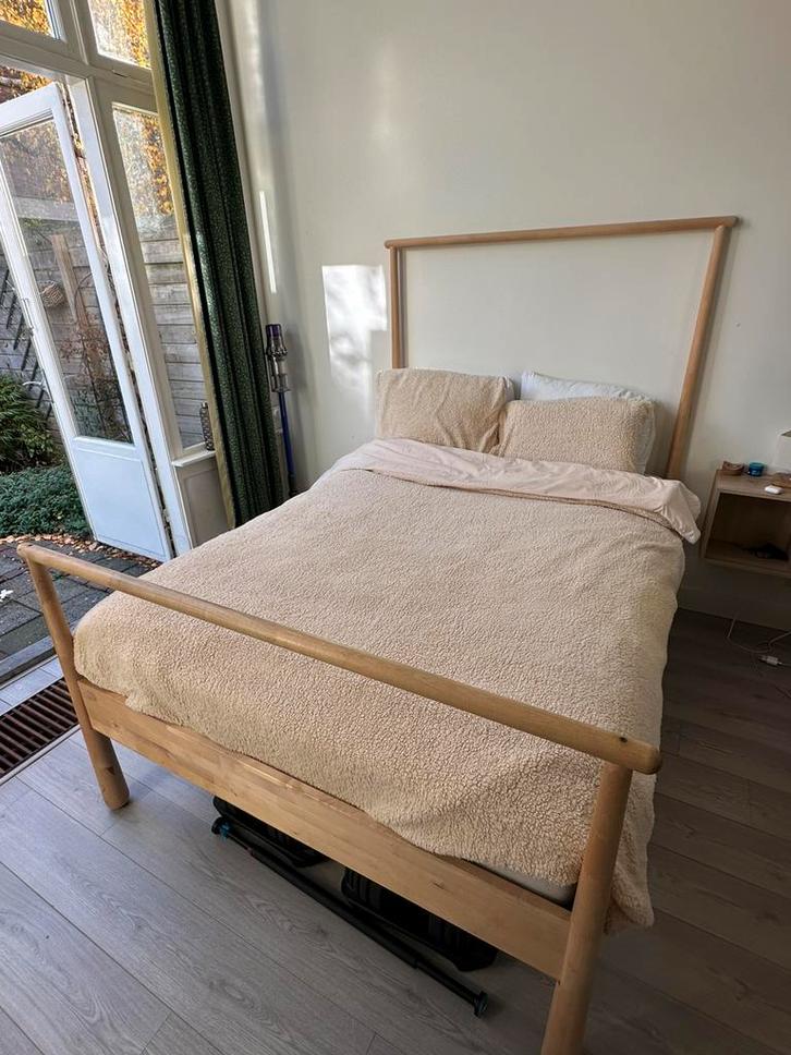 Ikea GJÖRA bed 140/200, Huis en Inrichting, Slaapkamer | Bedden, Gebruikt, Tweepersoons, 140 cm, 200 cm, Hout, Beige, Ophalen