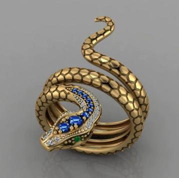 925 zilveren met goud verguld Slang ring met zirkonen beschikbaar voor biedingen