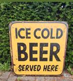 Groot Reclamebord Ice Cold Beer Served Here, Ophalen of Verzenden, Nieuw, Reclamebord