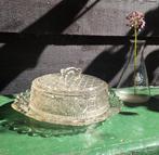Vintage Glazen Botervloot met Stolp, reliëf geslepen glas, Ophalen of Verzenden