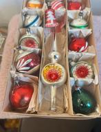 Vintage antieke glazen kerstballen deuk bal ornementen piek, Diversen, Kerst, Ophalen of Verzenden, Zo goed als nieuw