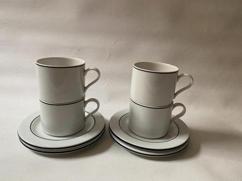 Retro Set van 4 Arzberg Cucina Colori zwart koffiekopje met, Huis en Inrichting, Keuken | Servies, Gebruikt, Kop(pen) en/of Schotel(s)