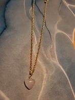 Goudkleurige ketting met lichtroze hartje rozenkwarts, Sieraden, Tassen en Uiterlijk, Kettingen, Nieuw, Ophalen of Verzenden, Steen of Mineraal