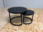 Set salontafels - zwart mangohout, 50 tot 100 cm, -, -, Rond
