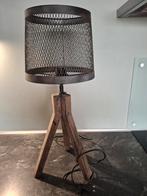 Industriële Schemerlamp met Houten Voet, Huis en Inrichting, Lampen | Tafellampen, 50 tot 75 cm, Ophalen of Verzenden, Zo goed als nieuw
