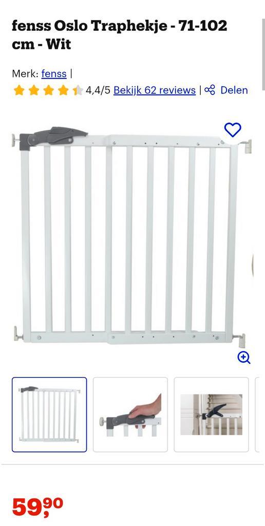 3x Traphekje Fenss Oslo - Wit, 71-102 cm, Kinderen en Baby's, Traphekjes, Zo goed als nieuw, Klemhekje, Metaal of IJzer, 100 tot 115 cm