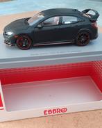 Ebbro 1/43 Honda Civic 2017 Type R Mat Zwart, Ophalen of Verzenden, Nieuw, Auto, Overige merken