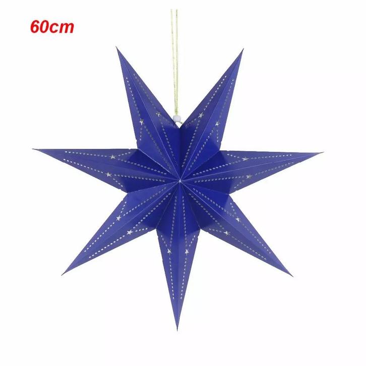 Retro papieren kerstster blauw 60cm Nieuw partij ster, Diversen, Kerst, Nieuw, Ophalen of Verzenden