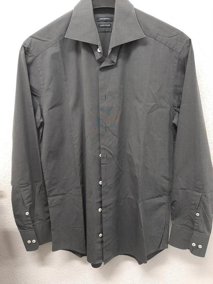New! Suit Supply Size 39 overhemd Cotton Two Ply Dark Gr, Kleding | Heren, Overhemden, Nieuw, Halswijdte 39/40 (M), Grijs, Ophalen of Verzenden