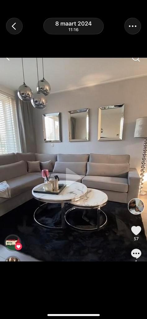 Luxe Grijs Velours Hoekbank, Huis en Inrichting, Banken | Bankstellen, Zo goed als nieuw, Overige materialen, Ophalen of Verzenden