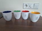 4 mokken / bekers van de postcodeloterij, Huis en Inrichting, Keuken | Servies, Ophalen, Zo goed als nieuw, Aardewerk, Kop(pen) en/of Schotel(s)