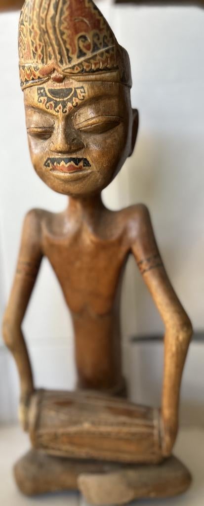 Indonesisch Beeld van man met Trom 35cm, Antiek en Kunst, Ophalen of Verzenden
