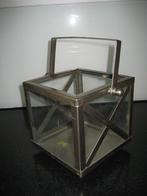 windlicht metaal glas vierkant met hengsel, Ophalen of Verzenden, Zo goed als nieuw, Overige materialen, Minder dan 25 cm