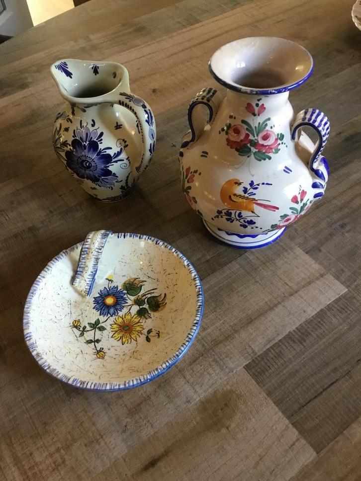 Aardewerk Vaas, Kan en Schaal Set, Antiek en Kunst, Antiek | Keramiek en Aardewerk, Ophalen of Verzenden