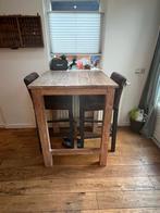 Houten bartafel met 2 barkrukken, Ophalen, Gebruikt