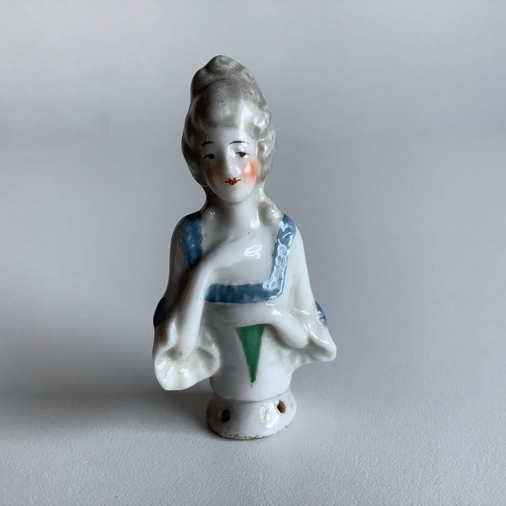 Antieke Porseleinen halfdoll Duitsland, Antiek en Kunst, Ophalen of Verzenden
