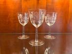 Antieke Glazen met Bloemgravure - Set van 3, Antiek en Kunst, Antiek | Glas en Kristal, Ophalen