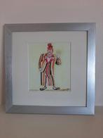 Ingelijste aquarel clown, Antiek en Kunst, Kunst | Schilderijen | Modern, Ophalen of Verzenden