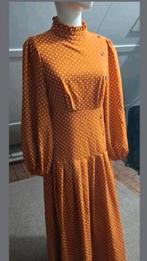 Vintage Jurk met Stippen - Maat S, Oranje, Ophalen of Verzenden, Zo goed als nieuw, Maat 36 (S)