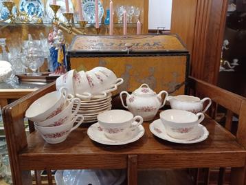 servies delen dubbel roosje Societe Ceramique kop en schotel beschikbaar voor biedingen