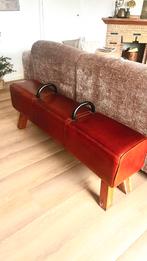 Bankje - turnbok - met - handvatten - echt - geitenleer, Ophalen, 125 cm of meer, Leer, Zo goed als nieuw