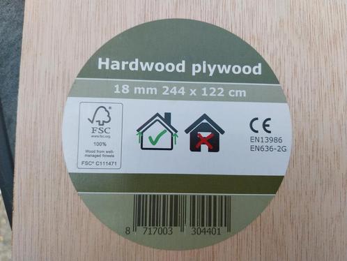 Hardhout multiplex 18 mm 122 x 54 cm, Doe-het-zelf en Verbouw, Platen en Panelen, Multiplex, Minder dan 20 mm, Ophalen