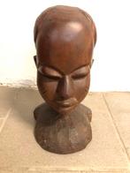 Massief houten borst beeld Afrikaanse man, Antiek en Kunst, Ophalen