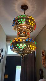 Goudkleurige hanglamp met gekleurde steentjes, Ophalen, Gebruikt, Metaal, Minder dan 50 cm