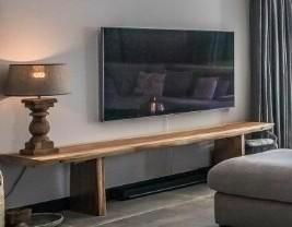 Boomstam Bankje/Tafel - 200cm - Zo goed als nieuw! beschikbaar voor biedingen