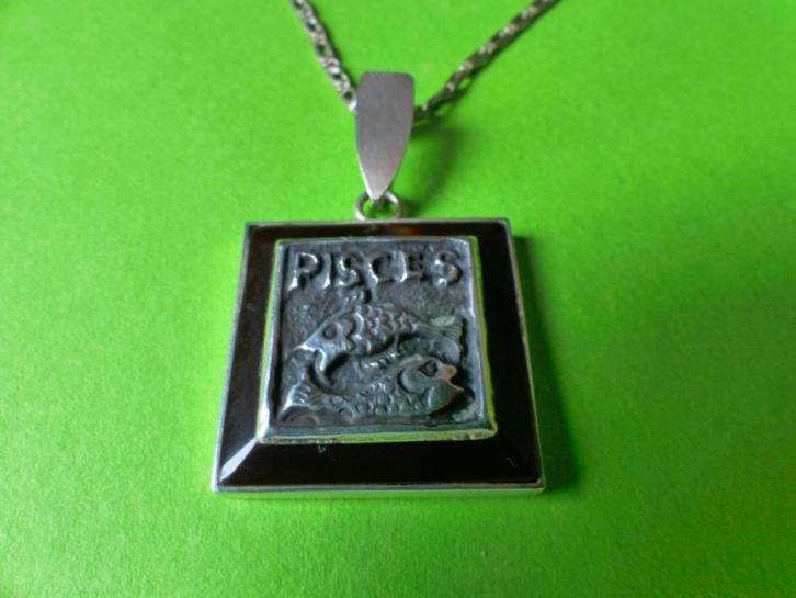Mooie Antieke Handgemaakte Art Deco Hanger aan lange Ketting, Sieraden, Tassen en Uiterlijk, Antieke sieraden, Hanger, Zilver