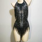 Dames zwarte glitter bodysuit / jumpsuit festival outfit, Maat 38/40 (M), Verzenden, Nieuw, Overige thema's