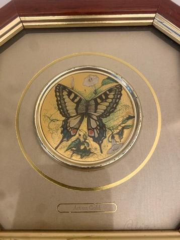 Art on Gold Vlinder Ingelijst met Certificaat Goldart Creati beschikbaar voor biedingen