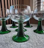 6 Luminarc Roemer wijnglazen met groene geribbelde voet, Verzamelen, Glas en Borrelglaasjes, Ophalen of Verzenden, Zo goed als nieuw